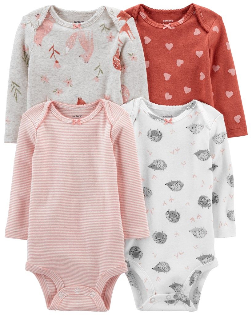 CARTER'S Body dl. rukáv Brown Pink dievča 4ks NB /veľ.56 – Obrázok 2