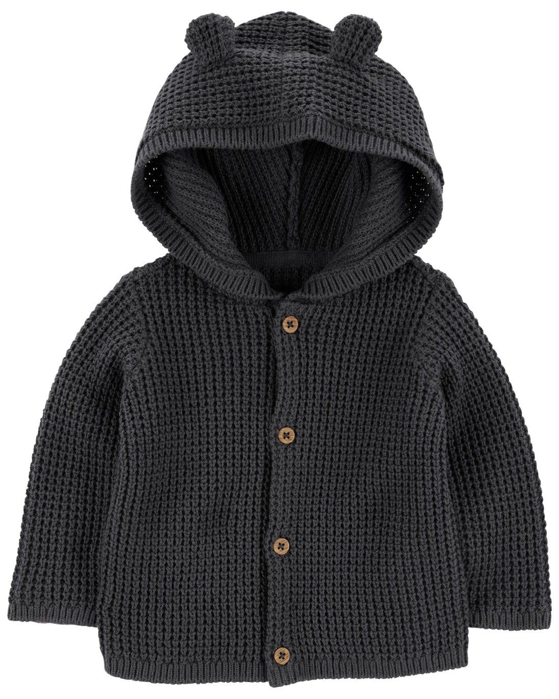 CARTER'S Sveter s kapucňou a uškami Charcoal chlapec LBB 9m, veľ. 74