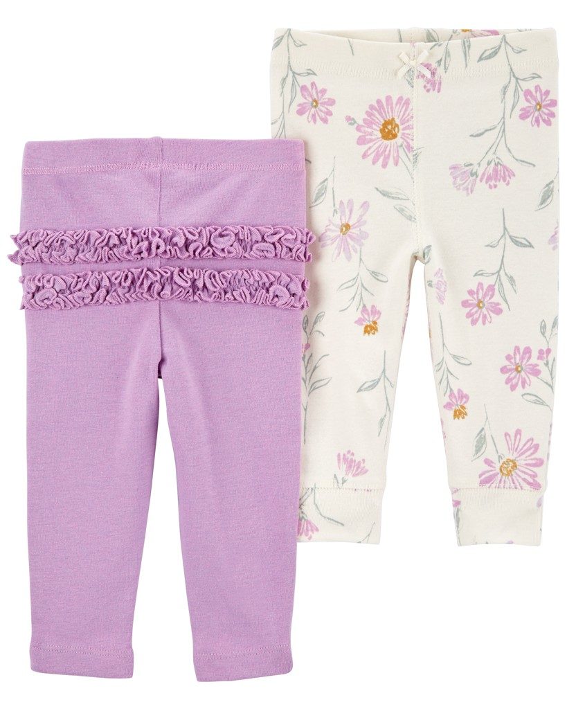 CARTER'S Tepláky/legíny Purple Floral dievča 2ks 12m/ veľ. 80