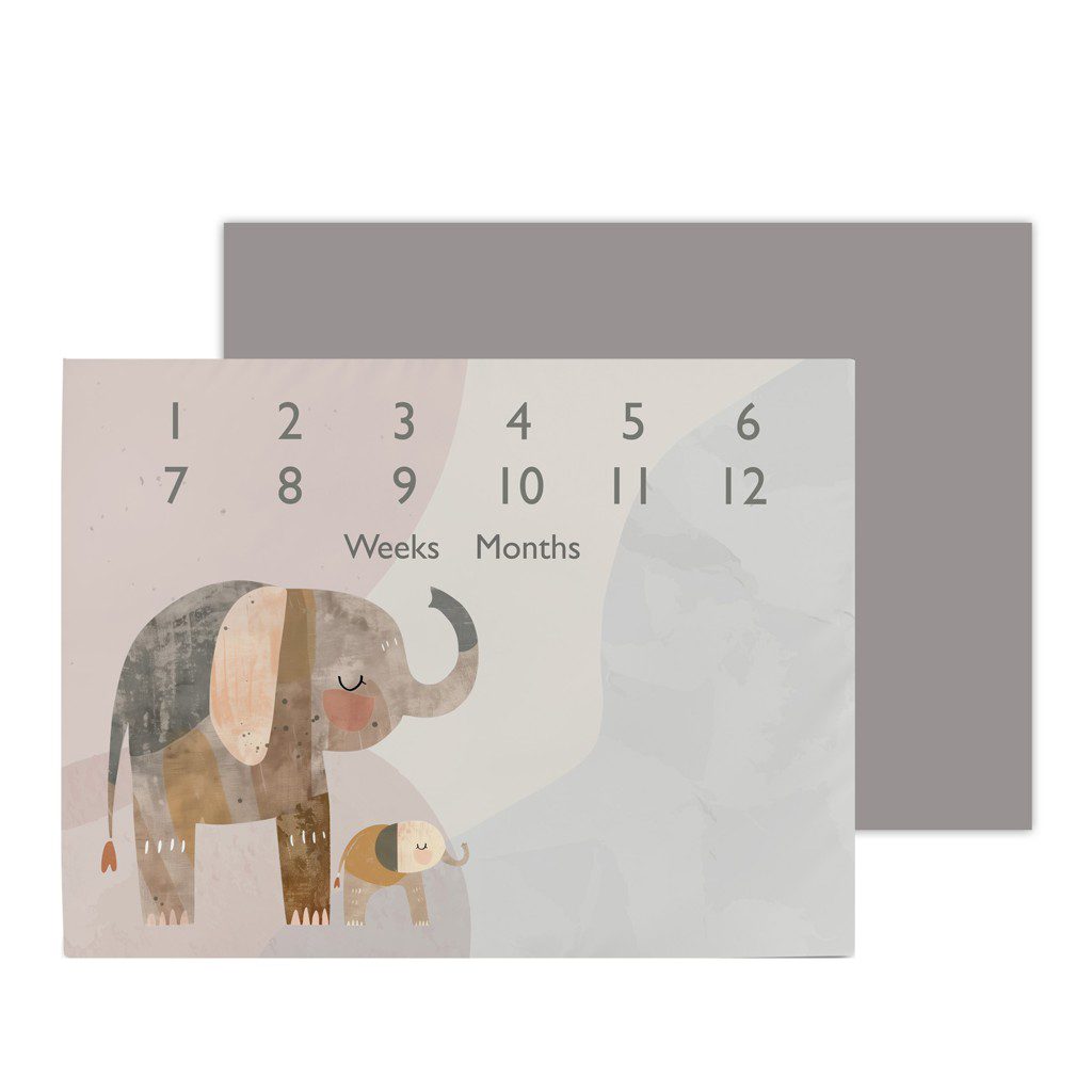 CEBA Podložka míľniková na fotenie (92x72) Basic Elephant Family – Obrázok 3