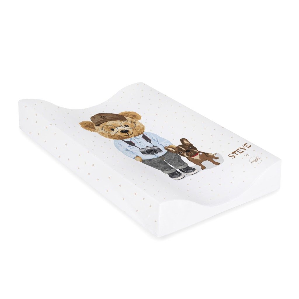 CEBA Podložka prebaľovacia 2-hranná mäkká (48x70) Cosy Fluffy Puffy Steve – Obrázok 3