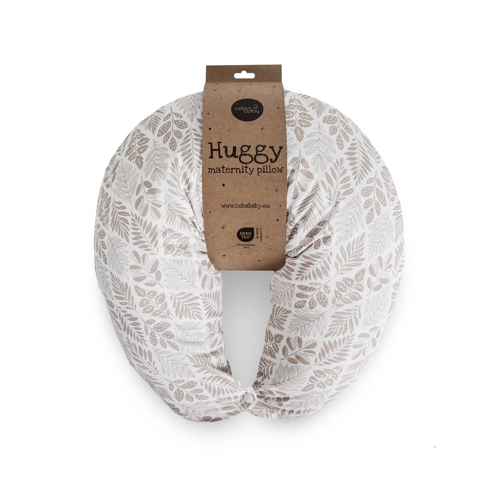 CEBA Vankúš na dojčenie HUGGY (150x60x37) Basic Brown Leaves – Obrázok 5
