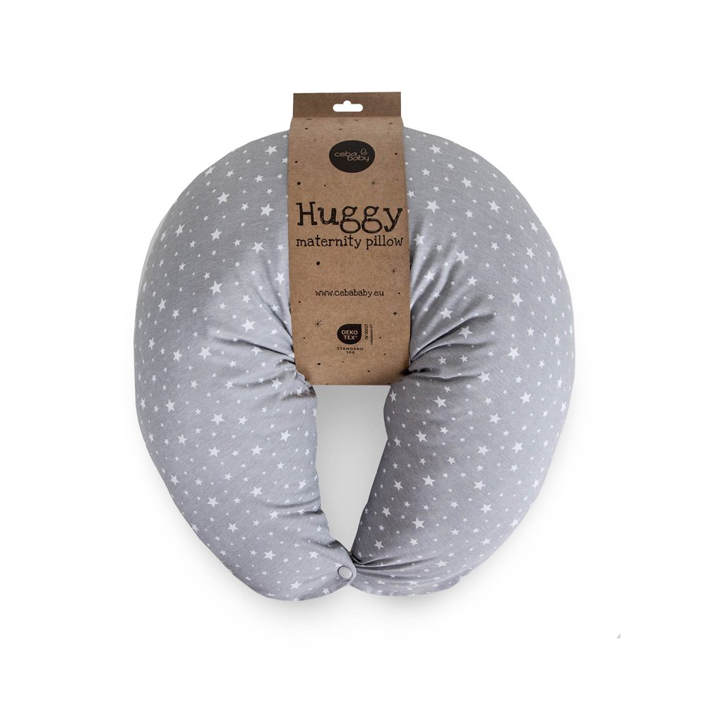 CEBA Vankúš na dojčenie HUGGY (150x60x37) Basic Grey Stars – Obrázok 5