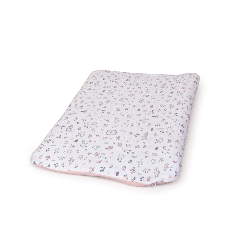 CEBA Poťah na prebaľovaciu podložku mäkkú 2 ks Candy Pink, Bird World + Light Grey, Bird World – Obrázok 2