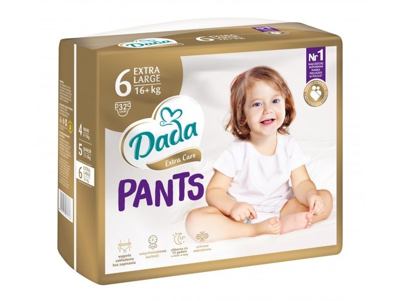 DADA Extra Care Pants Nohavičky plienkové jednorazové 6 Extra Large (16 kg+) 32 ks – Obrázok 2