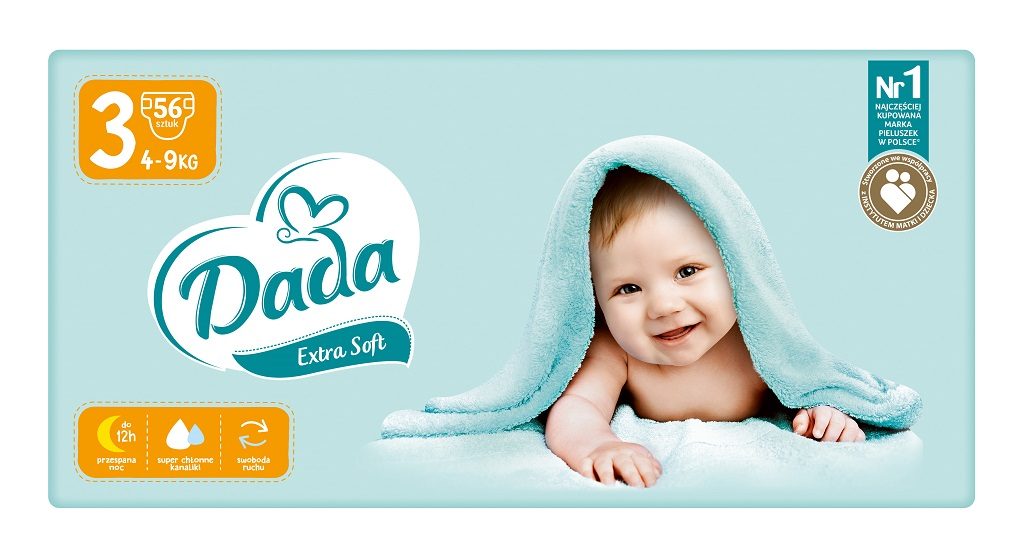 DADA Extra Soft Plienky jednorázové 3 Midi (4-9 kg) 56 ks – Obrázok 2