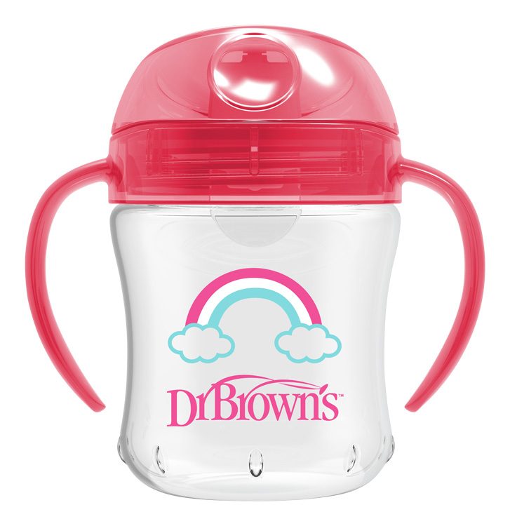 DR.BROWN'S Hrnček s mäkkým náustkom 6m+ 180 ml, ružový – Obrázok 2