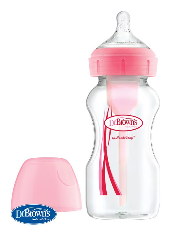 DR.BROWN'S Fľaša antikolik Options+ široké hrdlo 270 ml plast, ružová – Obrázok 2