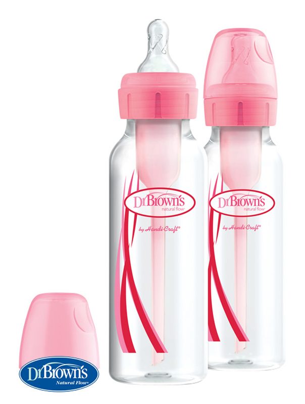 DR.BROWN'S Fľaša antikolik Options+ úzka 2x250 ml plast, ružová – Obrázok 2