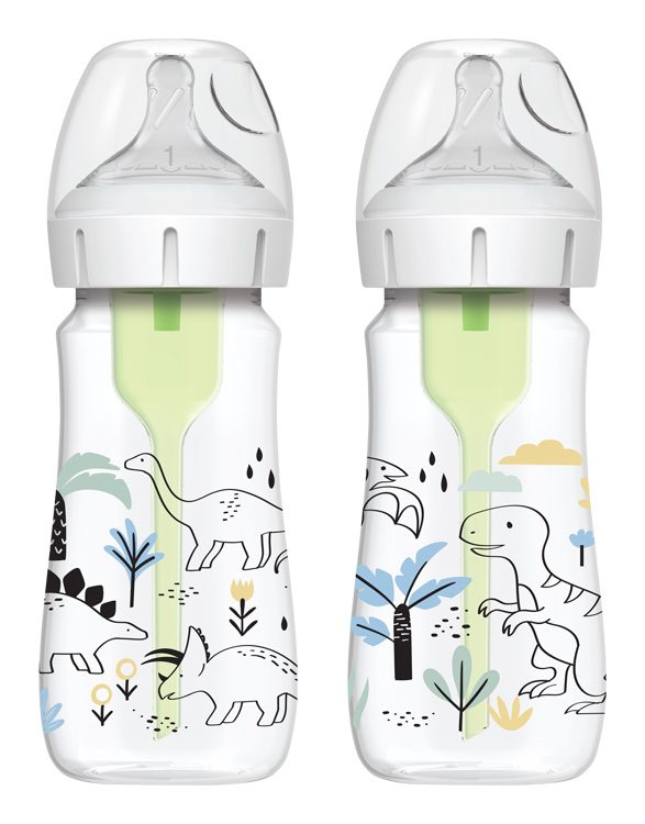 DR.BROWN'S Fľaša dojčenská Anti-colic Wide Neck Dino 270ml, 2ks – Obrázok 2