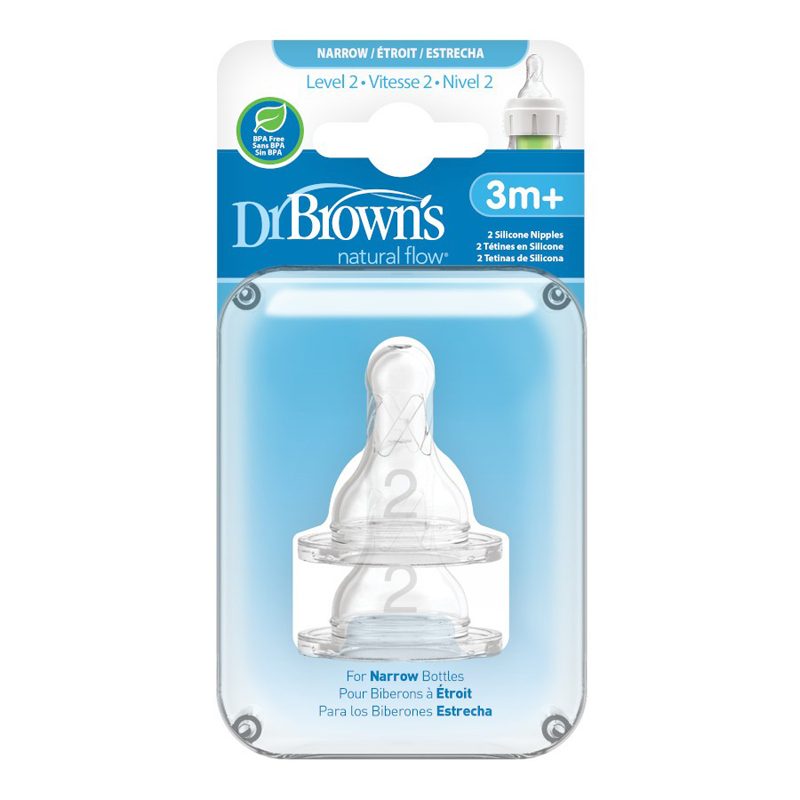 DR.BROWN'S Cumlík na fľaše Options+ úzke 3m+, silikónový 2 ks – Obrázok 3