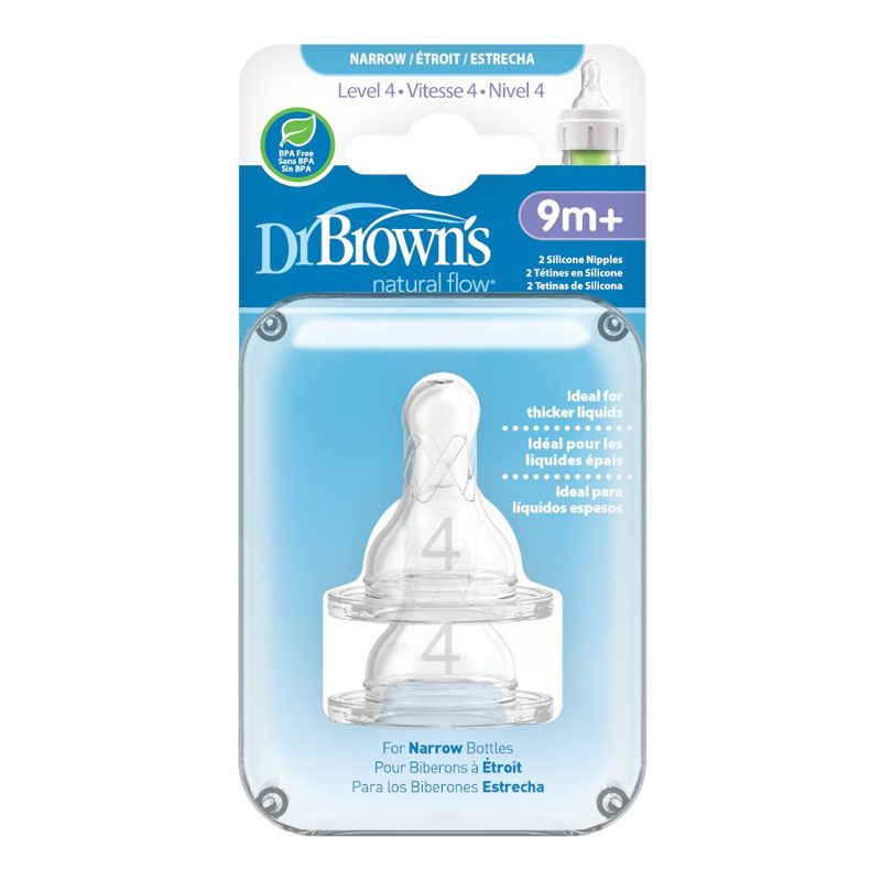 DR.BROWN'S Cumlík na fľaše Options+ úzke 9m+, silikónový 2 ks – Obrázok 3