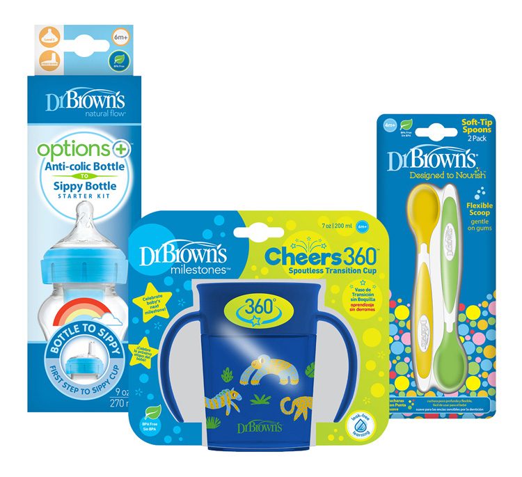 DR.BROWN'S Set fľaša WN 2v1 + Hrnček Cheers Jungle 200ml + Lyžičky s mäkkým koncom