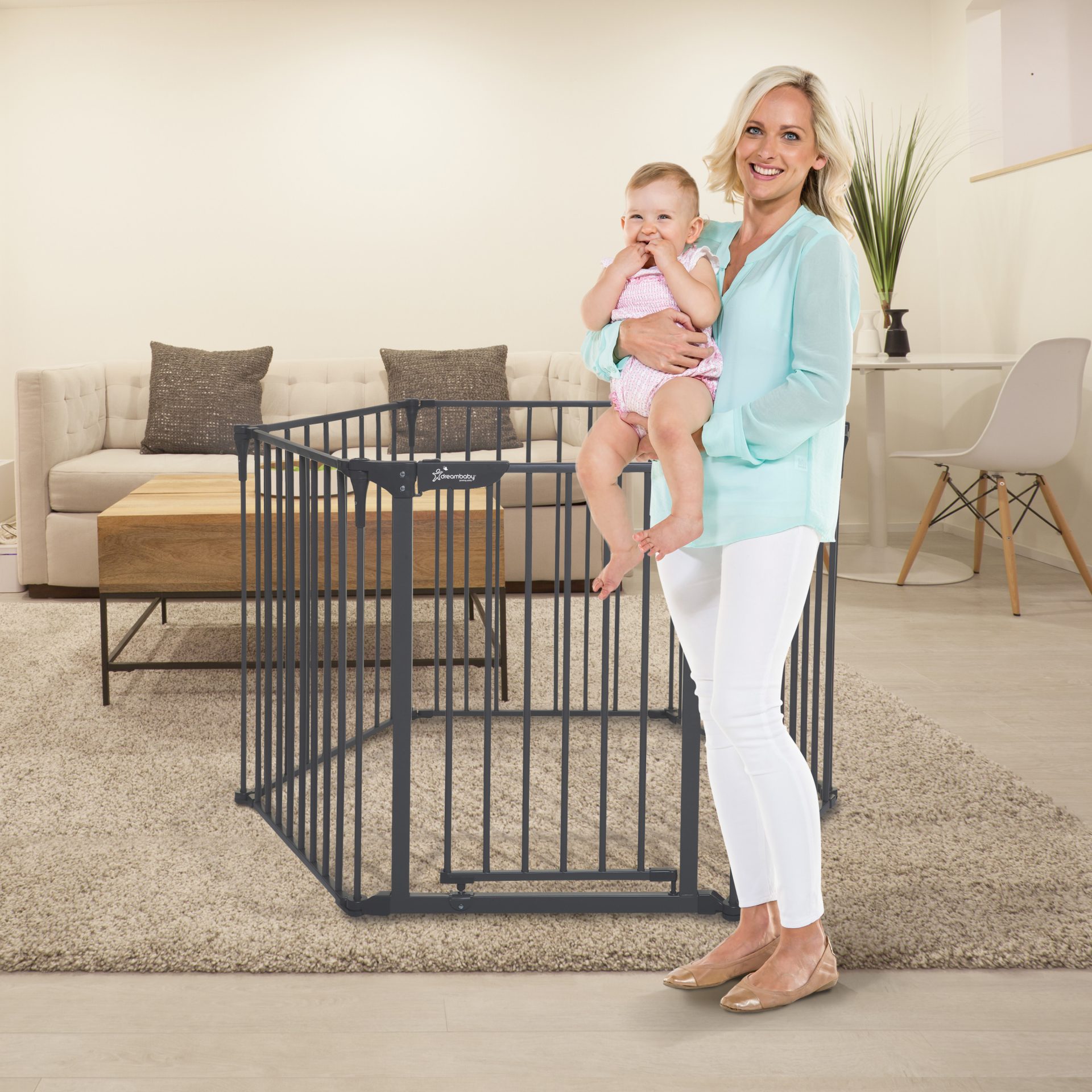 DREAMBABY Ohrádka bezpečnostná 3v1 šedá – Obrázok 5