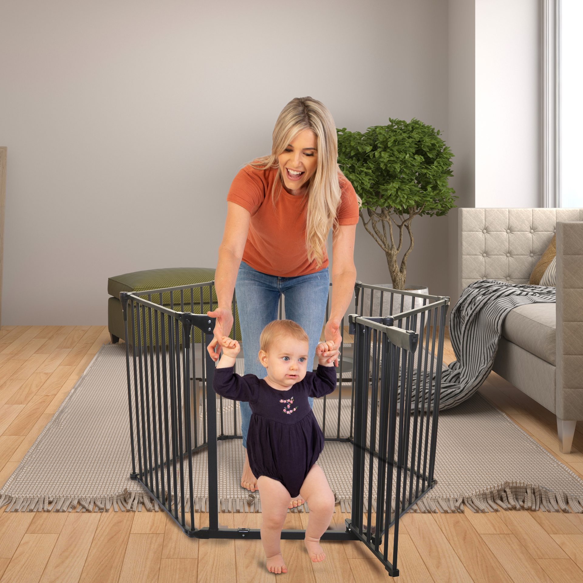 DREAMBABY Ohrádka bezpečnostná 3v1 šedá – Obrázok 6