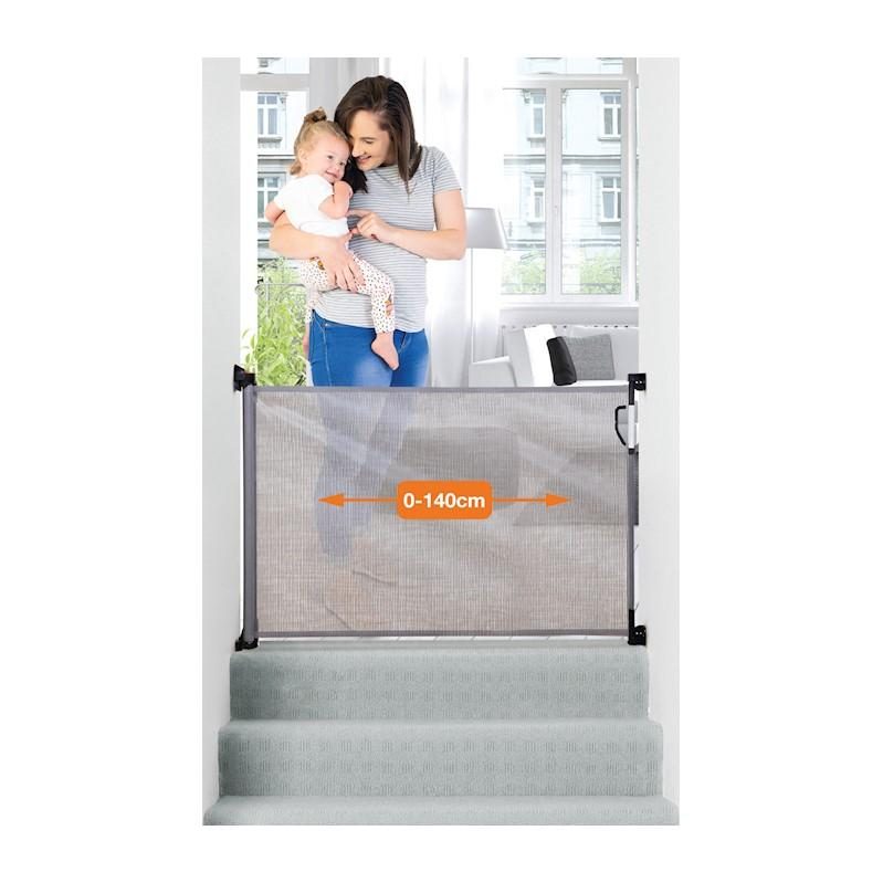 DREAMBABY Zábrana bezpečnostná zaťahovacia 0-140 cm šedá – Obrázok 8