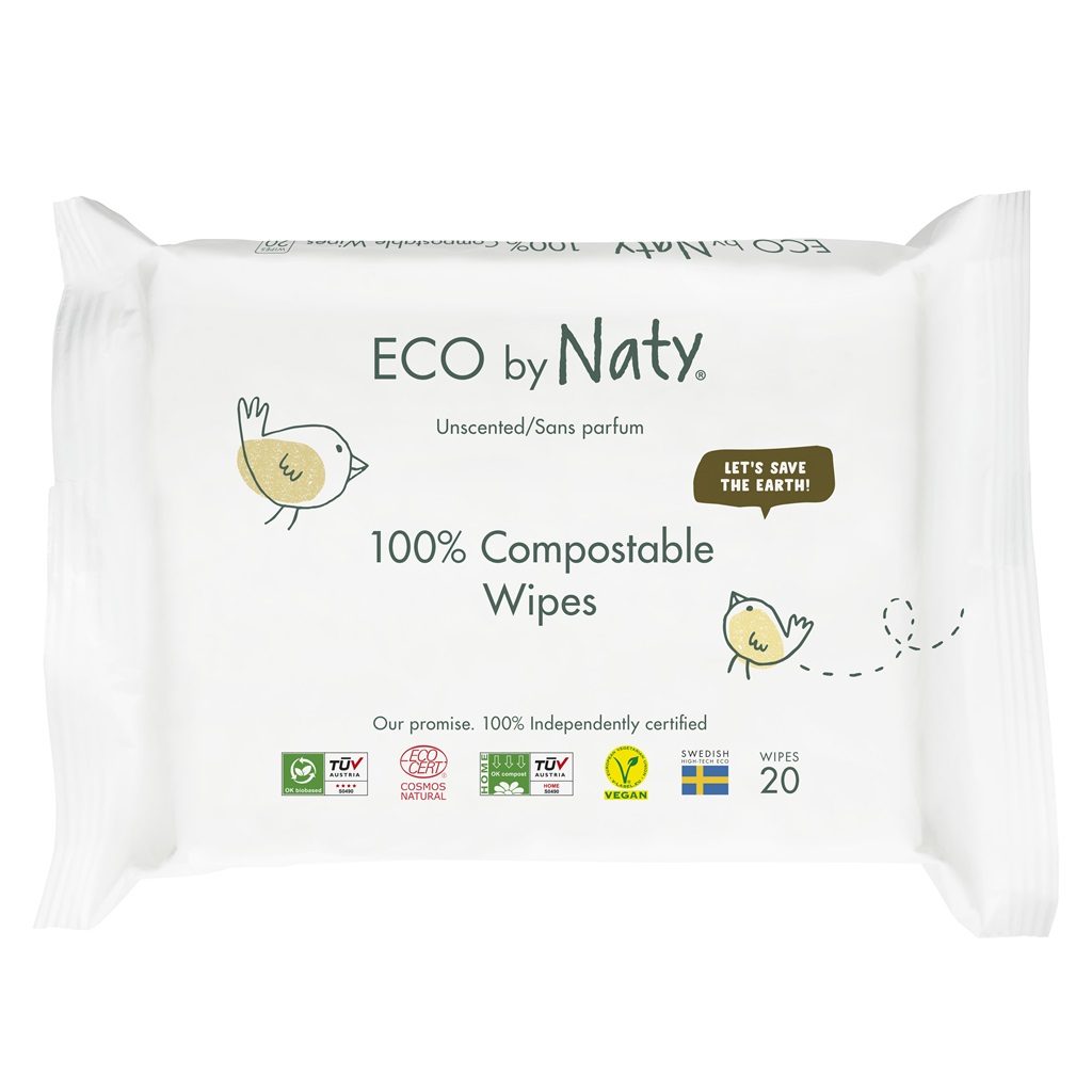 ECO BY NATY Obrúsky vlhčené cestovné neparfumované Sensitive Eco 20 ks – Obrázok 2