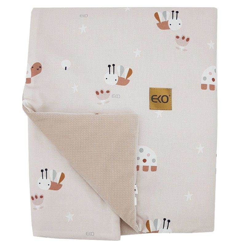 EKO Deka bavlnená s podšívkou VELVET Bees Beige 100x80 cm – Obrázok 5