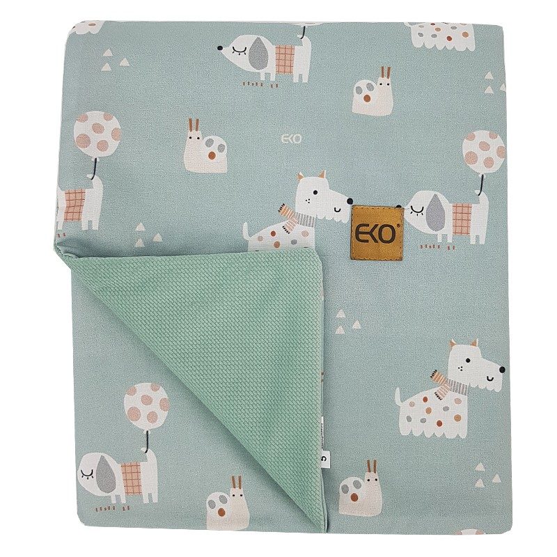 EKO Deka bavlnená s podšívkou VELVET Dogs Mint 100x80 cm – Obrázok 3
