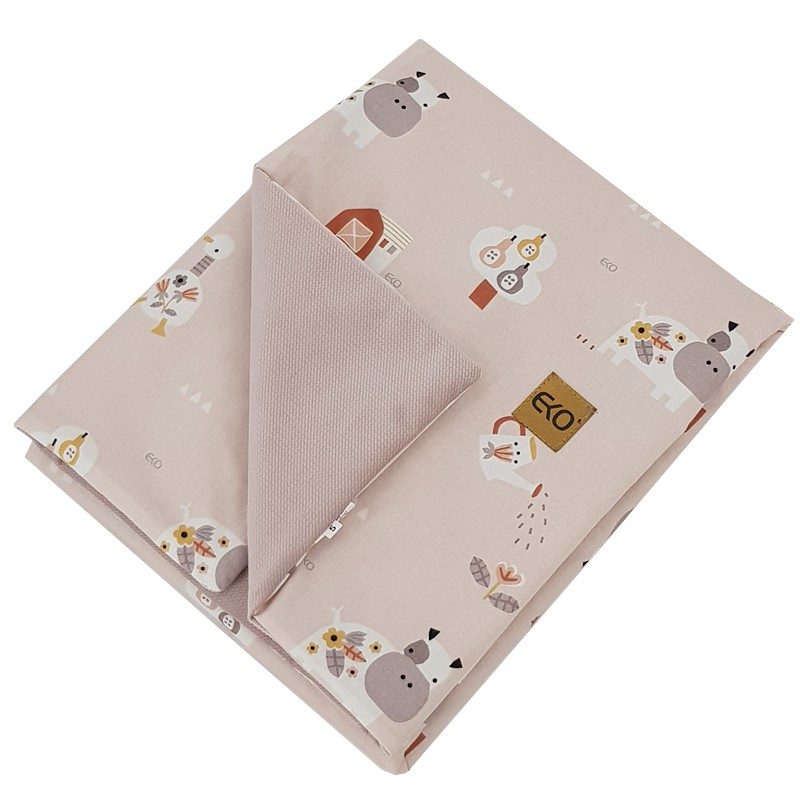 EKO Deka bavlnená s podšívkou VELVET My farm Powder pink 100x80 cm – Obrázok 2