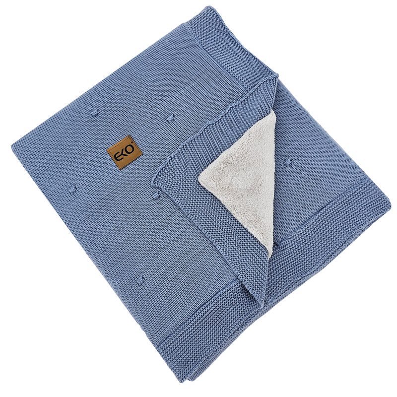 EKO Deka pletená s podšívkou Jeans 100x80 cm – Obrázok 4