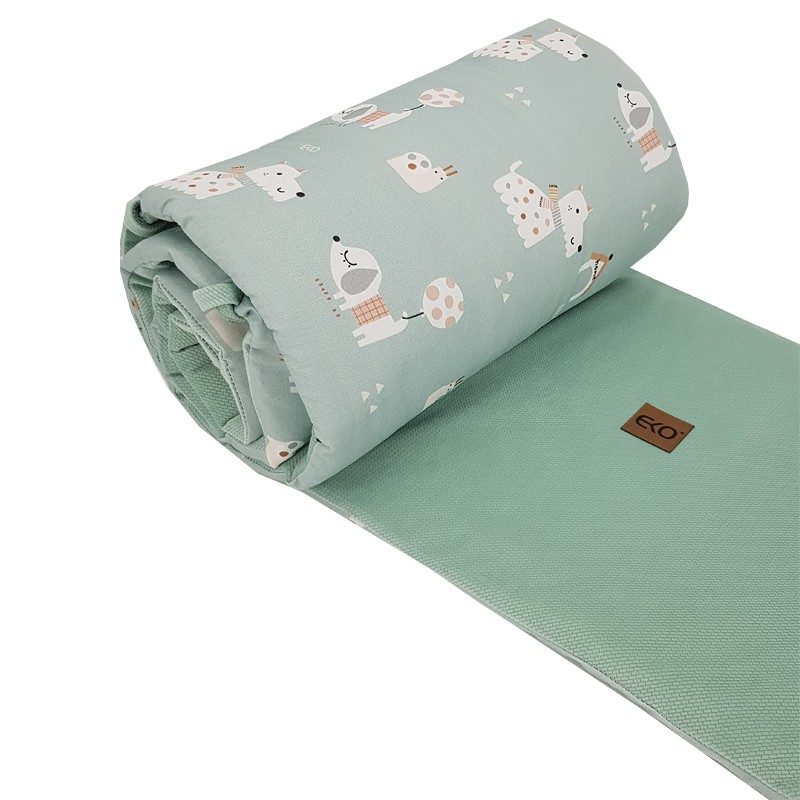 EKO Chránič do postieľky VELVET Dogs Mint 360x35 cm – Obrázok 3