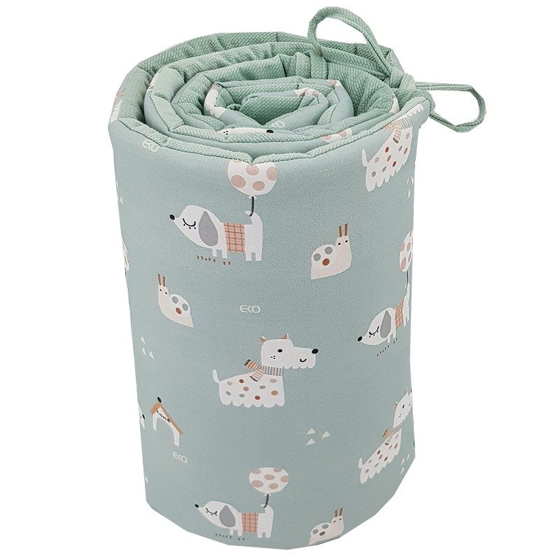 EKO Chránič do postieľky VELVET Dogs Mint 360x35 cm – Obrázok 5