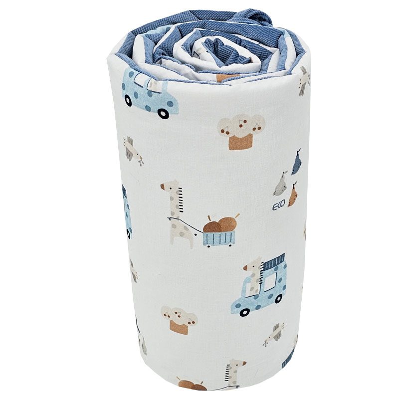 EKO Chránič do postieľky Velvet Giraffe blue 360x35 cm – Obrázok 4