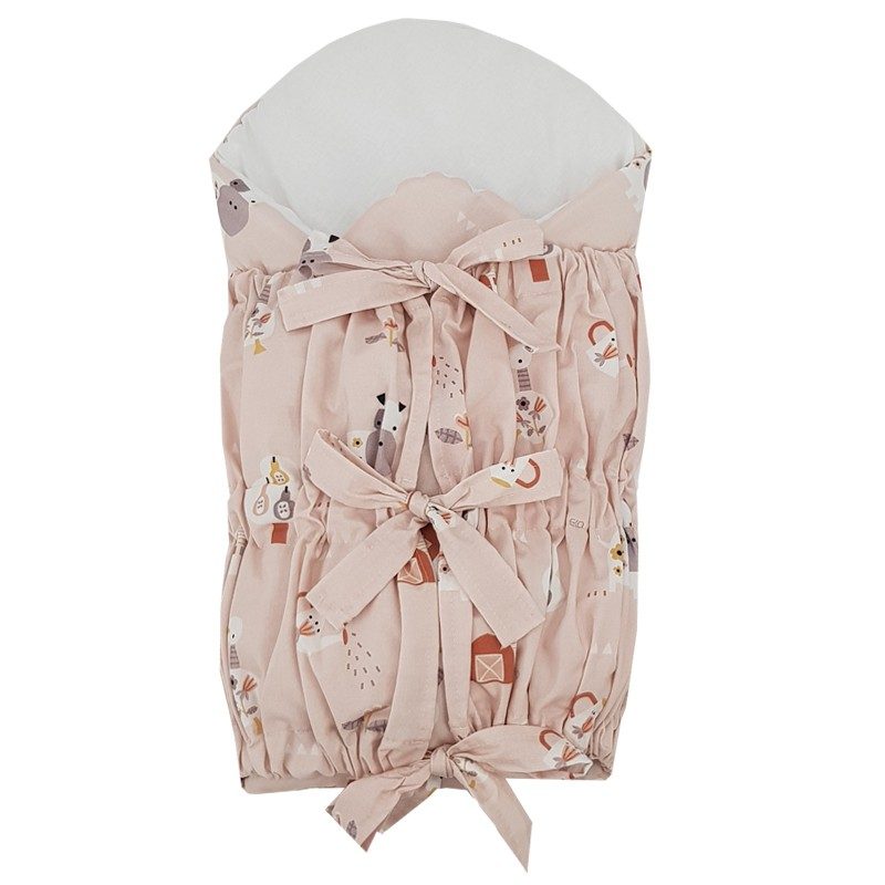 EKO Zavinovačka šnurovacia s kokosovou vyberateľnou vložkou My farm Powder pink 75x75 cm – Obrázok 2