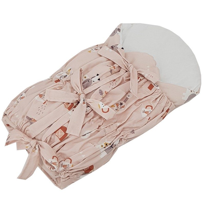 EKO Zavinovačka šnurovacia s kokosovou vyberateľnou vložkou My farm Powder pink 75x75 cm – Obrázok 3