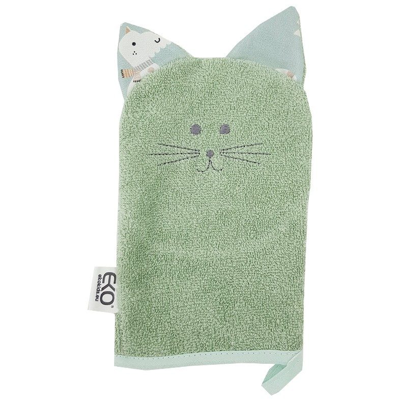 EKO Žinka bavlnená s uškami Cat Olive green 20x15 cm – Obrázok 2