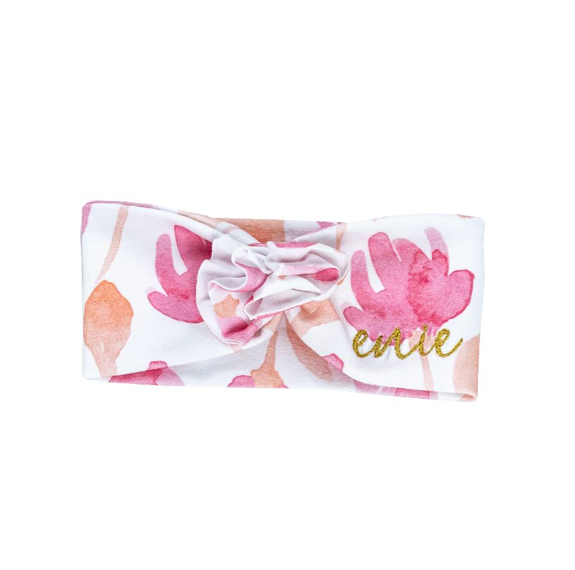 ENIE BABY Čelenka detská Happy Pink Leaves dievča 9-12m – Obrázok 2