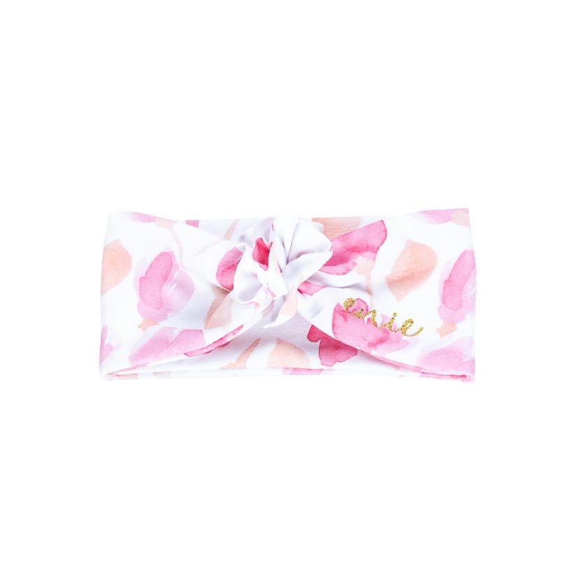 ENIE BABY Čelenka detská Happy Pink Leaves dievča 9-12m – Obrázok 3