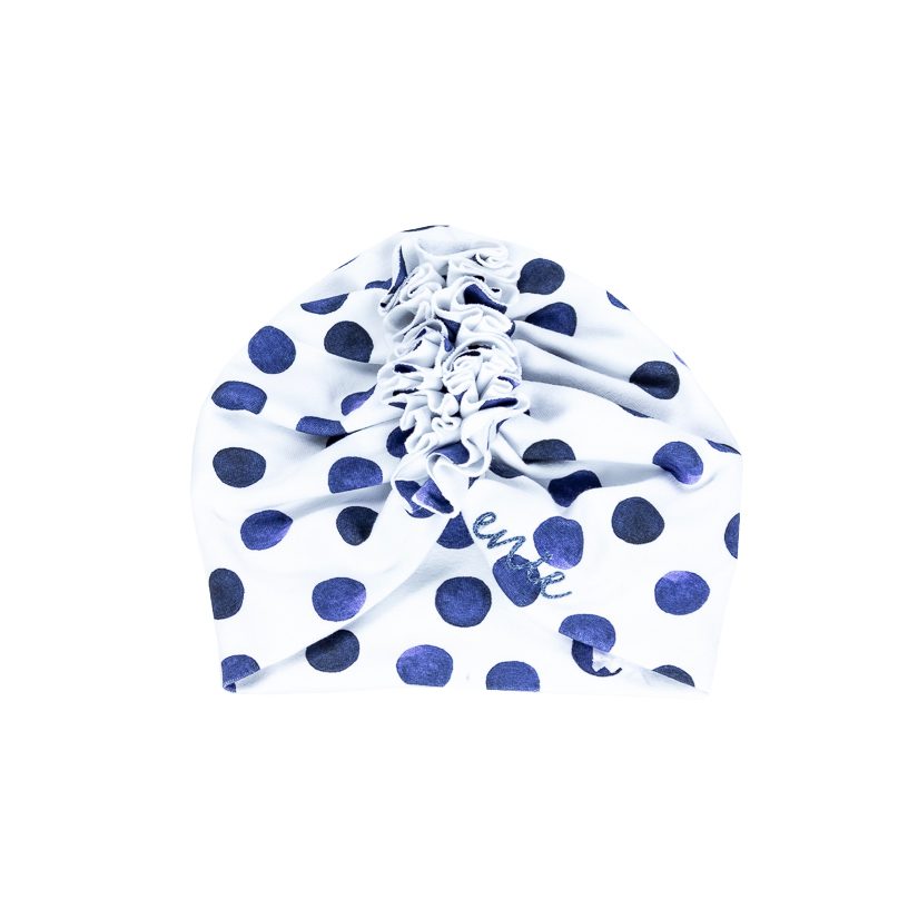 ENIE BABY Čiapka detská turban Blue circle dievča 9-12m – Obrázok 2