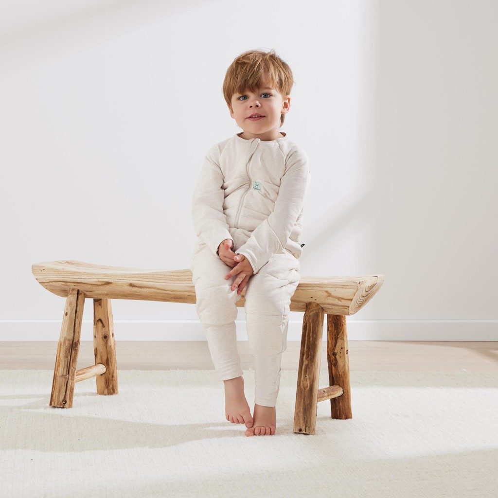 ERGOPOUCH Overal na spanie organická bavlna Onesie Oatmeal Marle 6-12 m, 2,5 tog – Obrázok 6