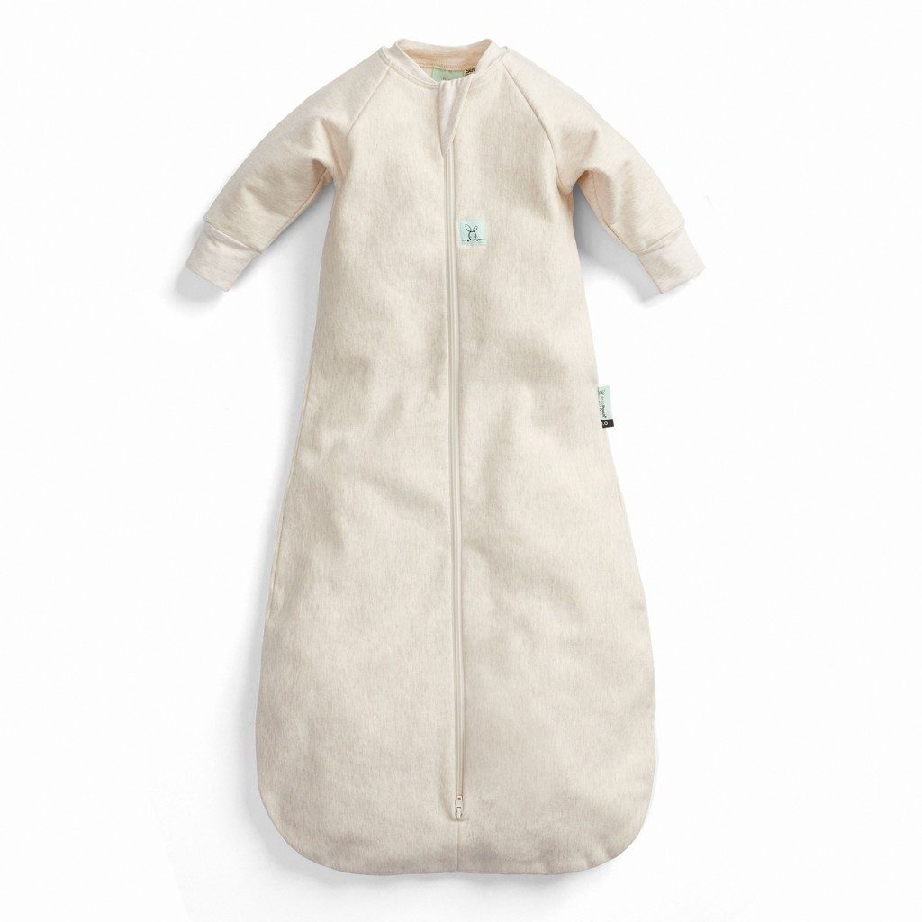 ERGOPOUCH Vak na spanie s rukávmi organická bavlna Jersey Oatmeal Marle 3-12 m, 6-10 kg, 1 tog – Obrázok 2