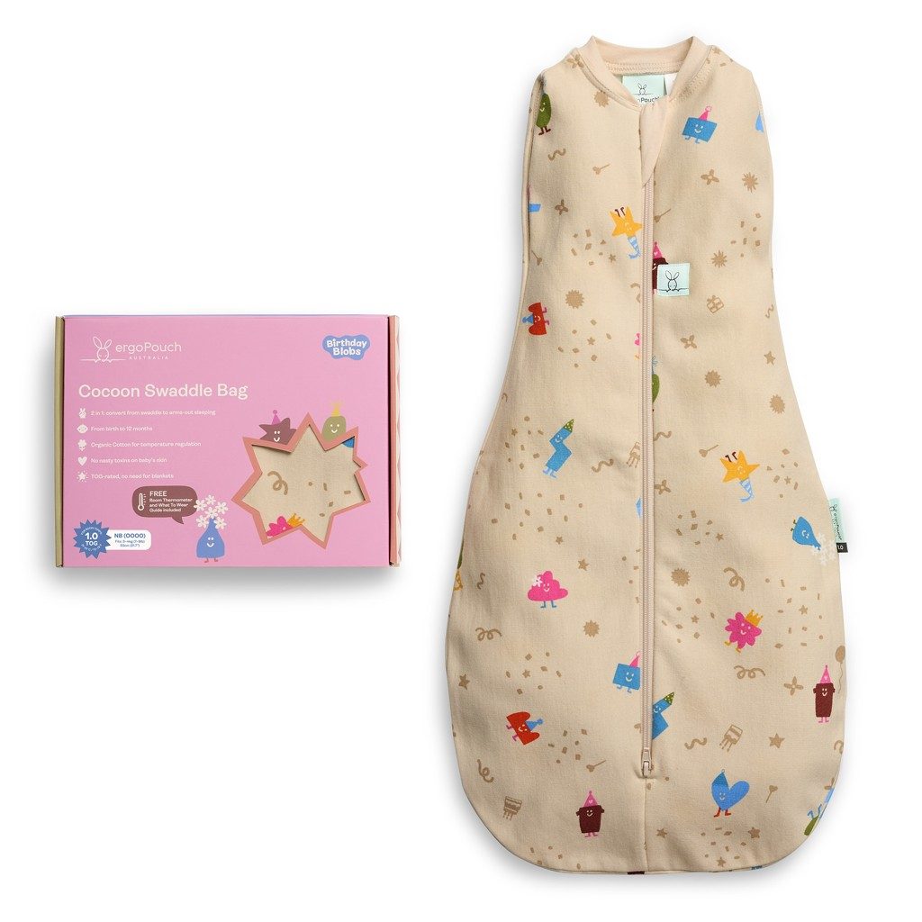 ERGOPOUCH Zavinovačka a vak na spanie 2v1 Cocoon Birthday Blobs 6-12 m, 8-10 kg, 1 tog – Obrázok 3
