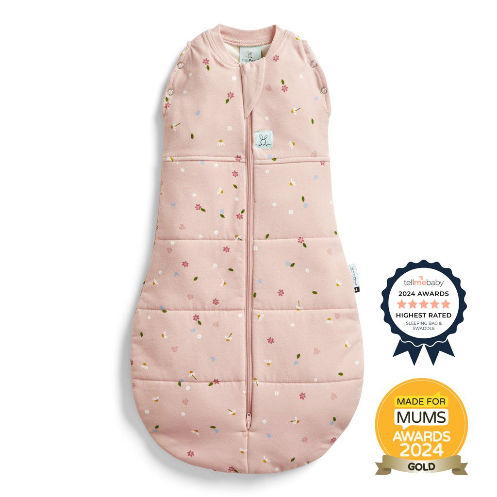 ERGOPOUCH Zavinovačka a vak na spanie 2v1 Cocoon Daisies 0-3 m, 3-6 kg, 2,5 tog – Obrázok 2