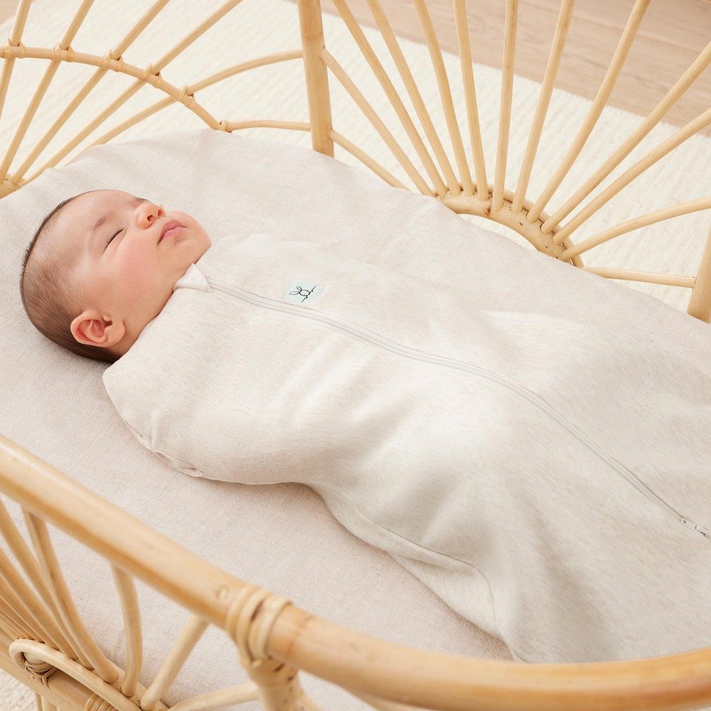 ERGOPOUCH Zavinovačka a vak na spanie 2v1 Cocoon Oatmeal Marle 0-3 m, 3-6 kg, 0,2 tog – Obrázok 5