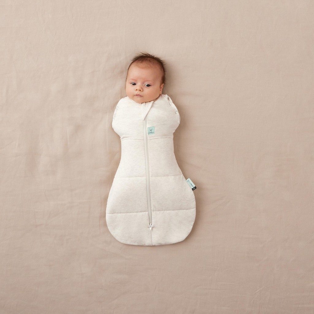 ERGOPOUCH Zavinovačka a vak na spanie 2v1 Cocoon Oatmeal Marle 0-3 m, 3-6 kg, 2,5 tog – Obrázok 4