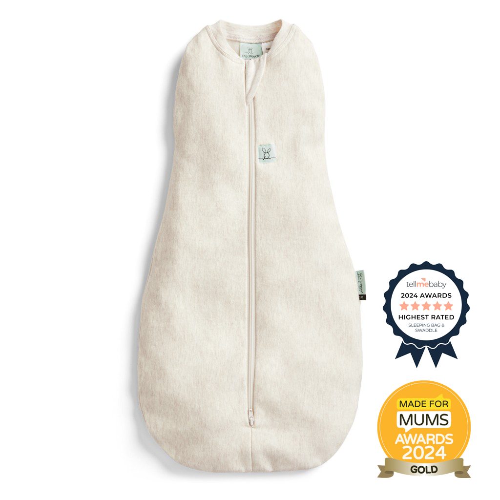 ERGOPOUCH Zavinovačka a vak na spanie 2v1 Cocoon Oatmeal Marle 3-6 m, 6-8 kg, 0,2 tog – Obrázok 2