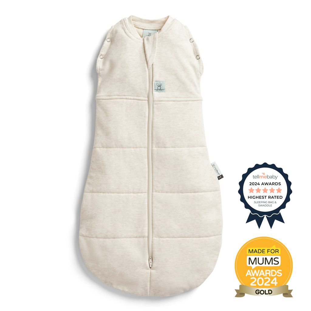 ERGOPOUCH Zavinovačka a vak na spanie 2v1 Cocoon Oatmeal Marle 3-6 m, 6-8 kg, 2,5 tog – Obrázok 2