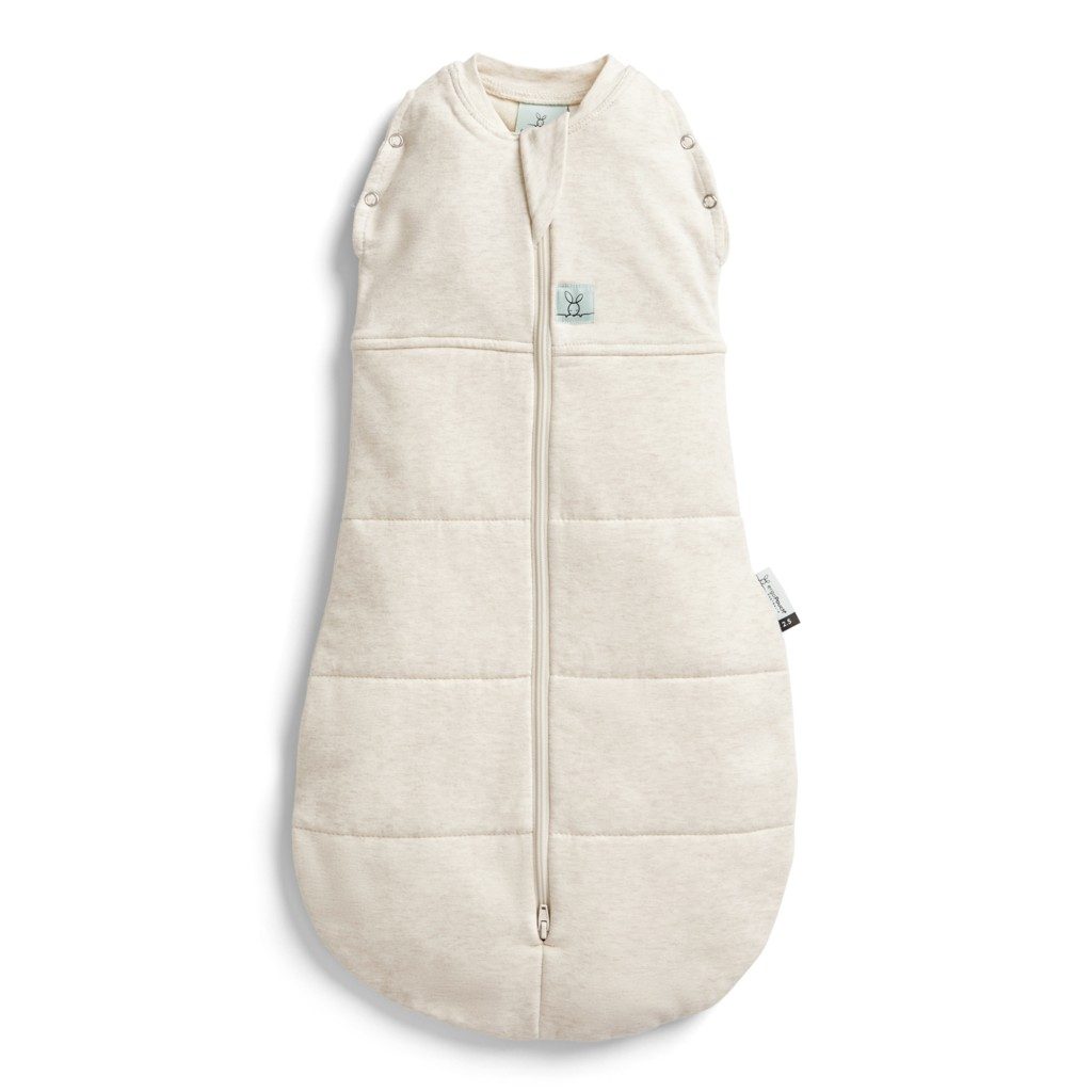 ERGOPOUCH Zavinovačka a vak na spanie 2v1 Cocoon Oatmeal Marle 3-6 m, 6-8 kg, 2,5 tog – Obrázok 3