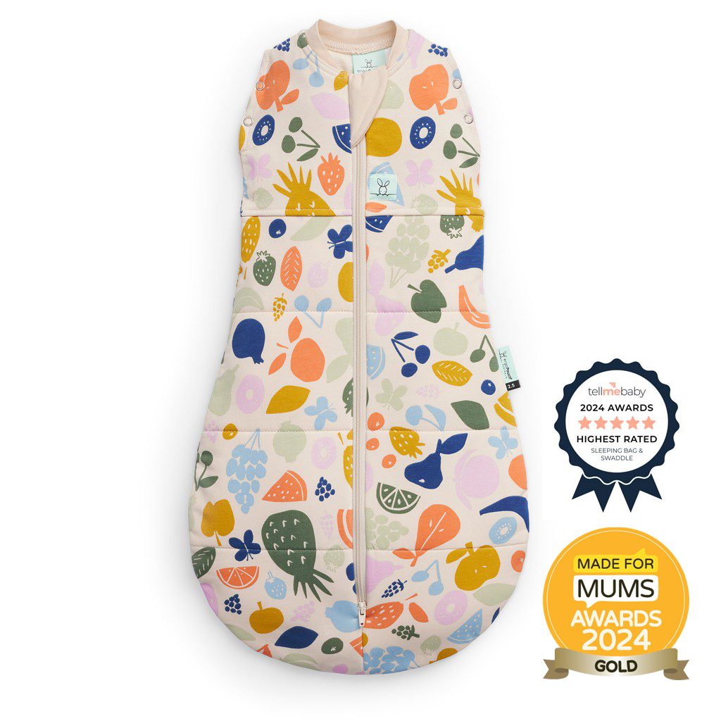 ERGOPOUCH Zavinovačka a vak na spanie 2v1 Cocoon Fruit Salad 0-3 m, 3-6 kg, 2,5 tog – Obrázok 2