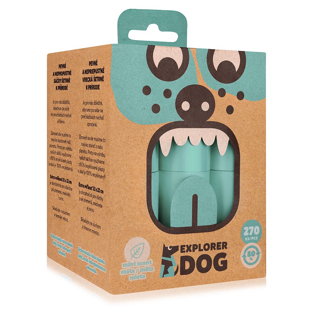 EXPLORER DOG Vrecká recyklované na psie exkrementy s vôňou mäty 270 ks – Obrázok 2