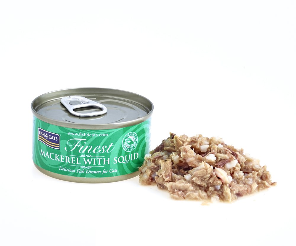 FISH4CATS Konzerva pre mačky Finest makrela s kalmárom 70 g – Obrázok 4