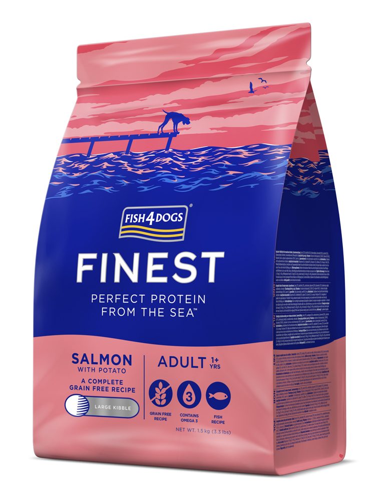 FISH4DOGS Granule malé pre dospelých psov Finest losos so zemiakmi 1,5kg, 1+ – Obrázok 3