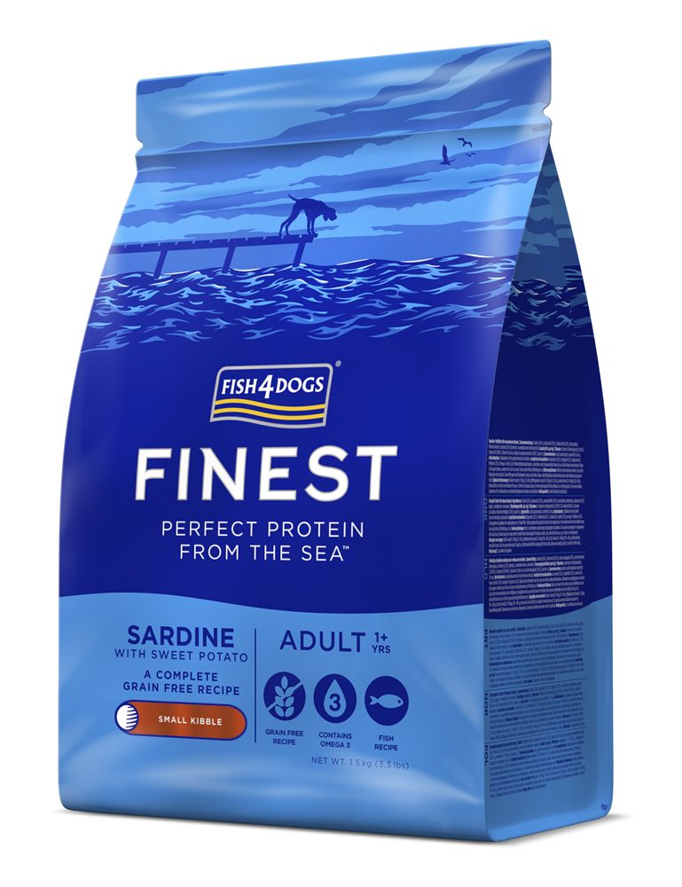 FISH4DOGS Granule malé pre dospelých psov Finest sardínka so sladkými zemiakmi 1,5kg, 1+ – Obrázok 3