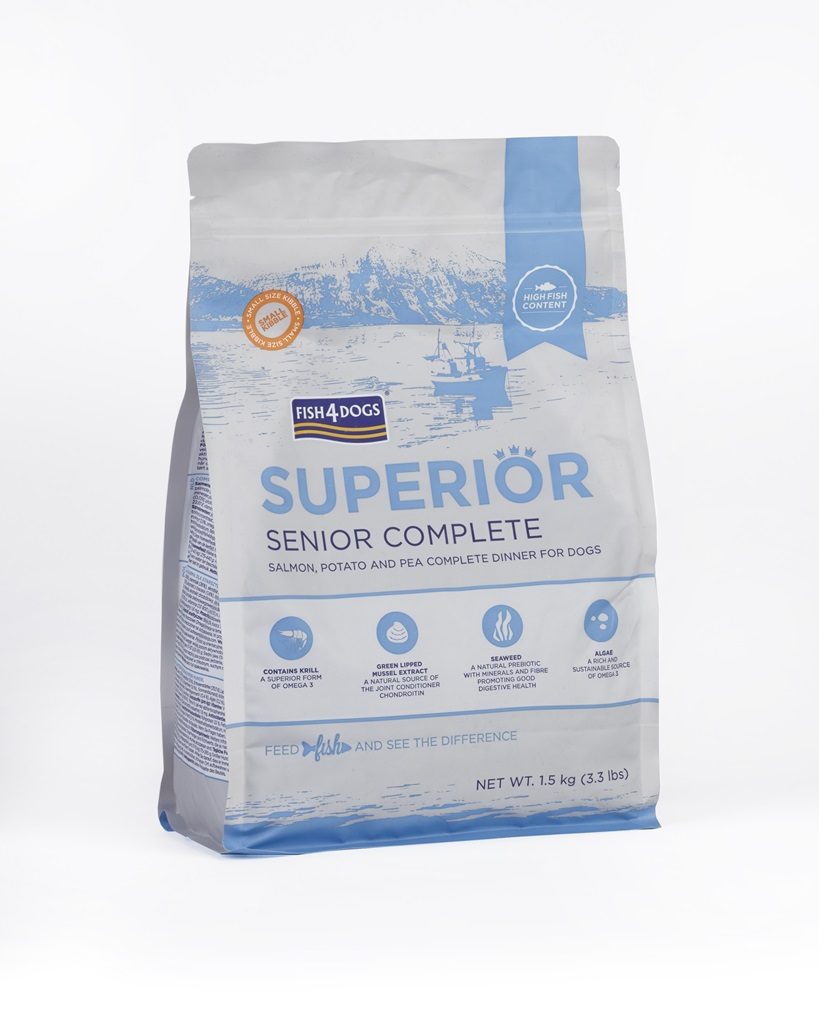 FISH4DOGS Granule malé pre starších psov Superior losos so zemiakmi 1,5 kg – Obrázok 2