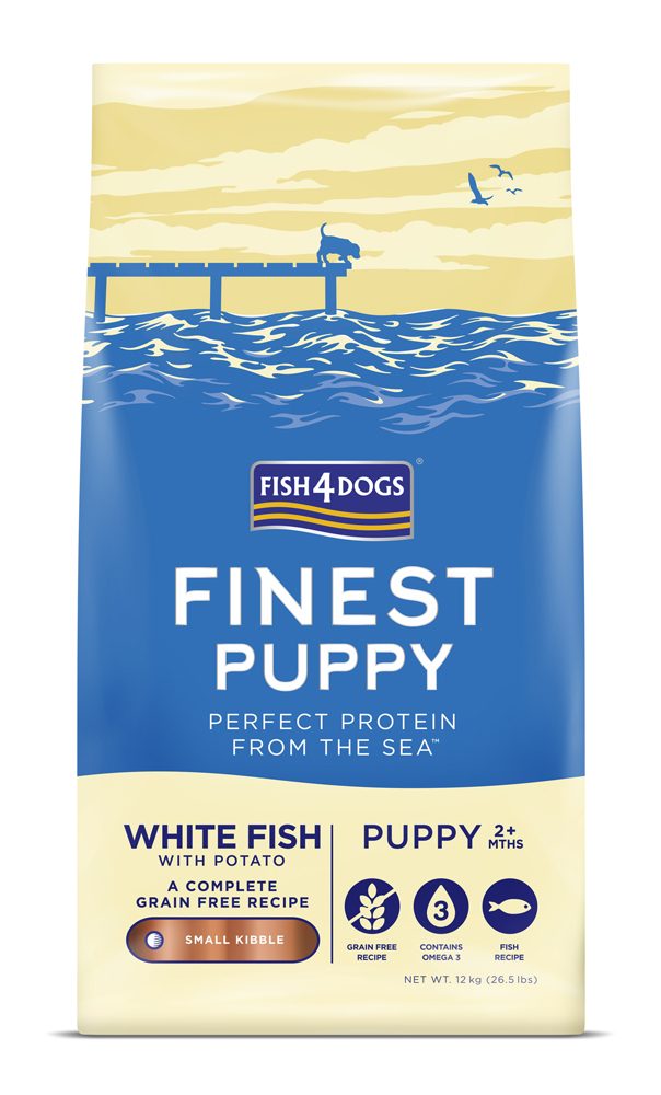 FISH4DOGS Granule malé pre šteniatka Finest biela ryba so zemiakmi 12kg, 2m+